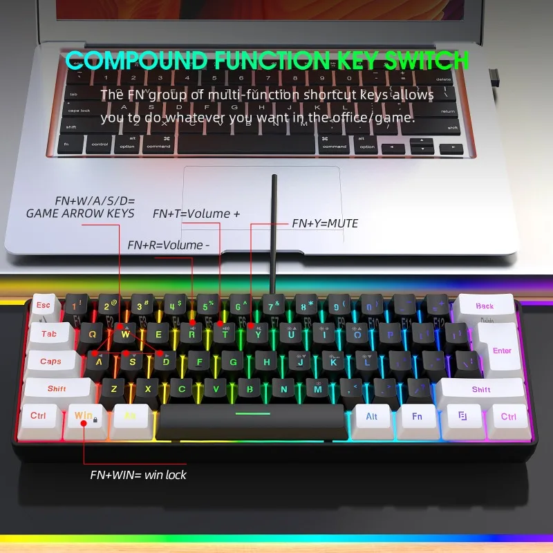 Keyboard and Mouse 60% Compute - đánh giá và giá Gaming Keyboard Mouse Wireless