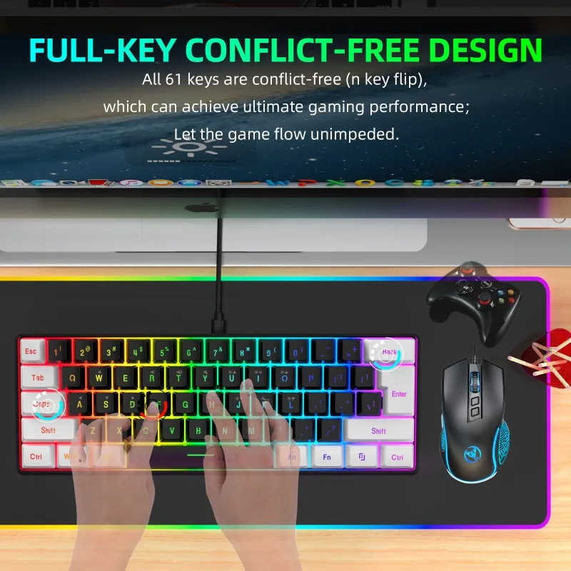 Keyboard and Mouse 60% Compute - đánh giá và giá Gaming Keyboard Mouse Wireless