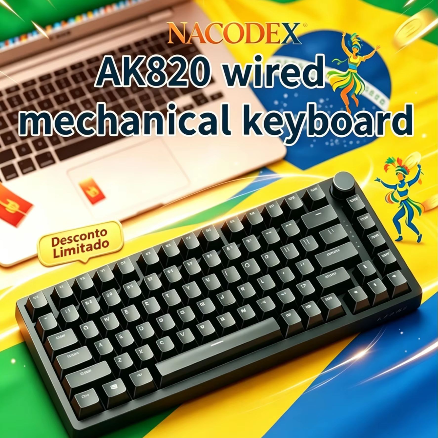 AJAZZ AK820 Wired With Rotary  - đánh giá và giá Gaming Keyboard Thocky