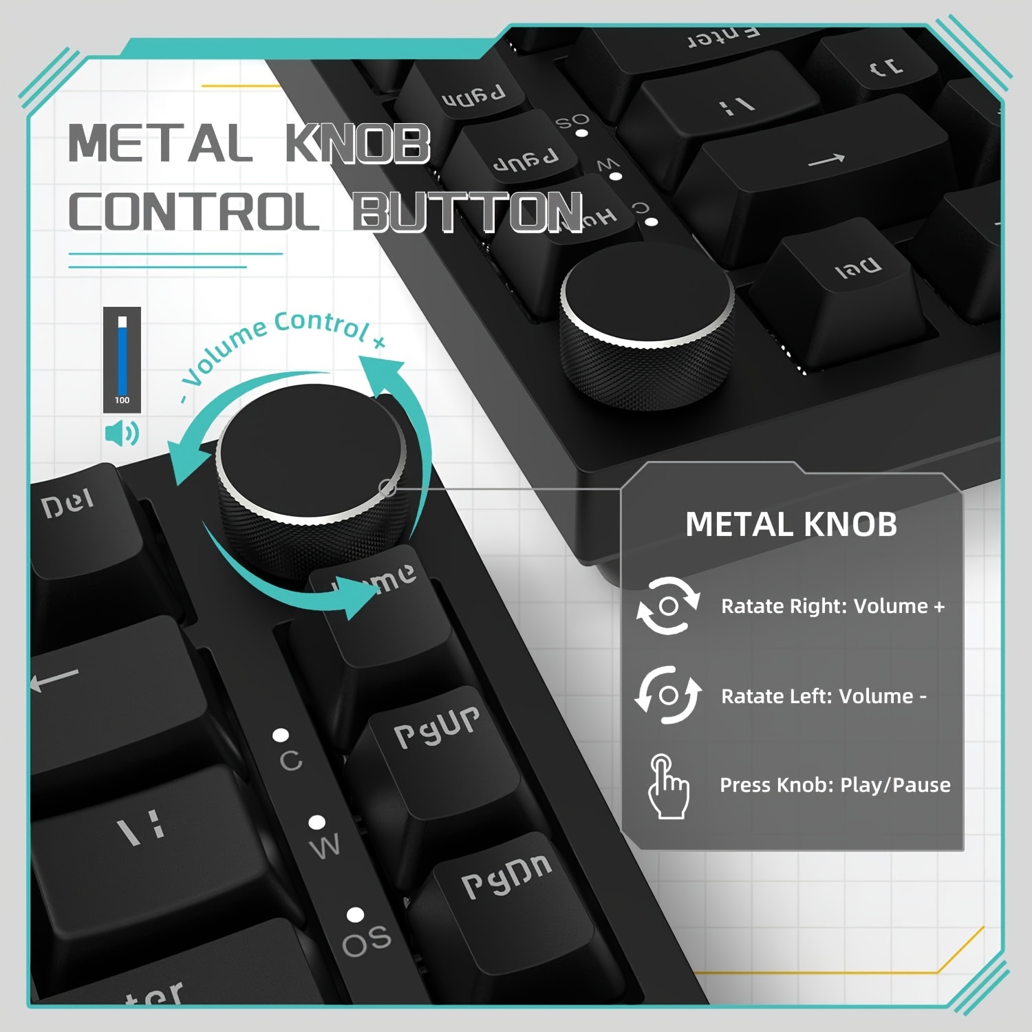 AJAZZ AK820 Wired With Rotary  - đánh giá và giá Gaming Keyboard Thocky