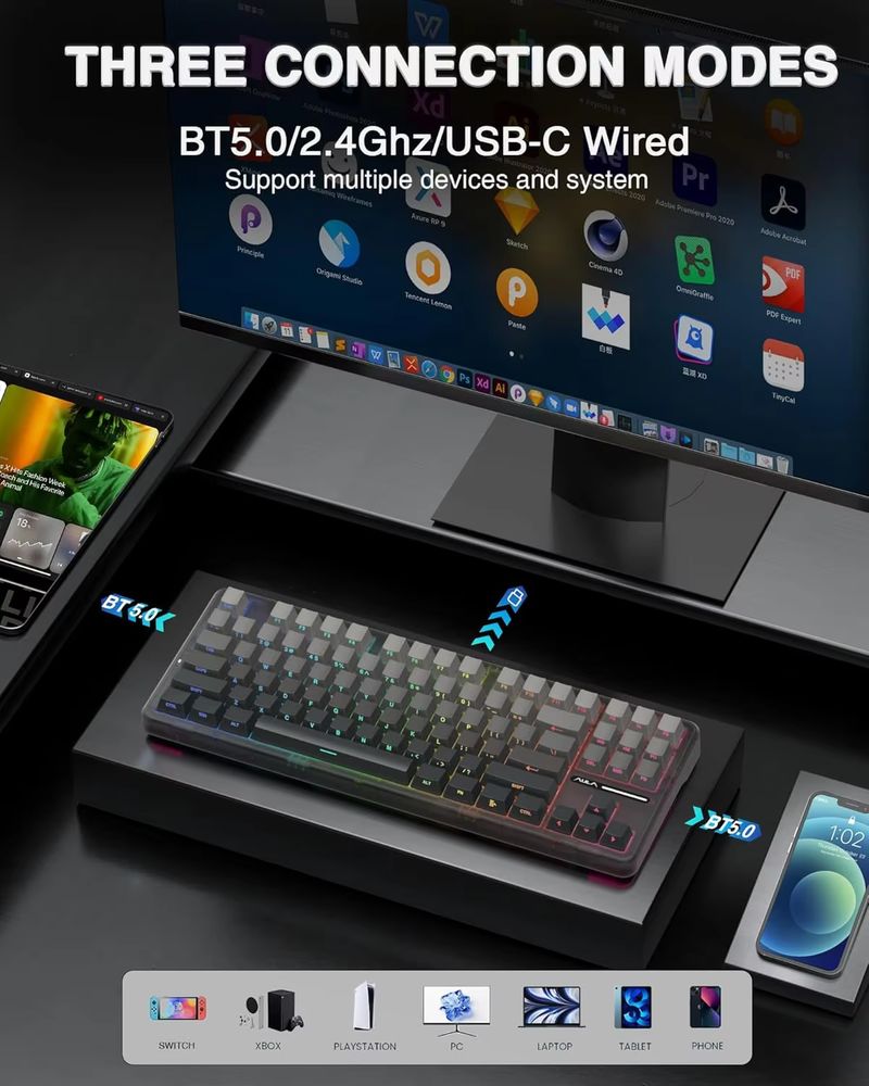 Aula F87 Wireless Mechanical K - đánh giá và giá Gaming Keyboard Tkl